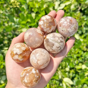 Venta al por Mayor de Esferas de Ágata Cereza Natural Pulida, Piedras de Cristal Curativas, Esfera de Ágata Floral para Decoración del Hogar - Product Image 6