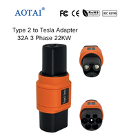 Adaptor Pengisi Daya EV AOTAI Tipe 2 ke Konverter NACS 32A 230V IP54 untuk Stasiun Pengisian Tesla Kompatibel dengan Model Y/S/3