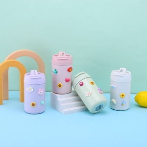 Custom 300ml 500ml Cartoon Mini Double Wall Vacuum Insulated Leak Proof Stainless Steel Water <b>Bottle</b> With Straw - Product Image 2