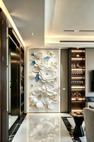Autocollants muraux 3D en forme de fleurs autocollants décoratifs faciles à installer pour la chambre à coucher, la salle à manger et le bureau design d'intérieur moderne