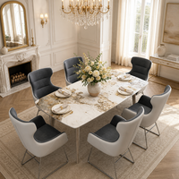 Table en pierre frittée aspect marbre, haute dureté, résistante aux chocs, ensemble de salle à manger moderne pour appartement, vendable