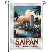 Drapeau de jardin personnalisé imprimé Saipan en polyester, bannière suspendue pour ornement de porche de cabane et aménagement d'exposition culturelle régionale