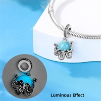 Ensemble de breloques en tungstène phosphorescentes, thème océan, dauphin, tortue, crabe, pendentifs, accessoires pour bracelet de bijoux DIY, plaqué argent
