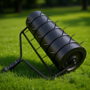 Aérateur de pelouse manuel en fer noir, design circulaire en 5 parties pour l'aération du sol du jardin - Product Image 2