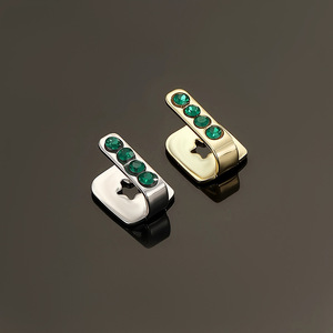 Grillz pour hommes à sertissage en canal, motif diamant géométrique, Or, Argent, Rose, Bleu, Vert, Bijoux de fête - Product Image 4
