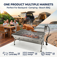 Barbecue portable robuste en acier inoxydable 304 résistant à la rouille avec dispositif de sécurité flamme écologique pour rôtissoire australienne