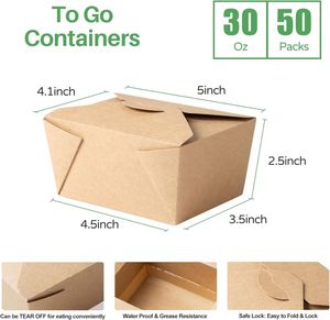 Wholesale Disposable Leakproof Food Grade Kraft Paper Self Erecting Takeaway Boxes Matt Lamination Embossing Custom Services for - Product Image 2