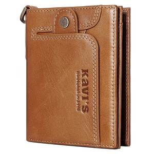 KAVIS-cartera pequeña de cuero genuino para hombre, monedero pequeño, cartera corta de negocios, Color sólido - Product Image 6