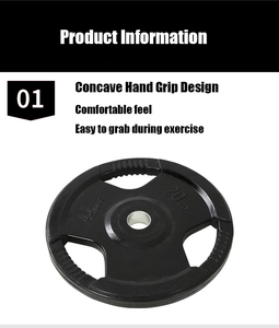 Plaques d'haltères revêtues de caoutchouc noir à vente chaude Spécifications complètes disponibles Compatible avec les barres Oly - Product Image 2