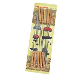 Juego de 10 Brochetas de Acero Inoxidable para Asar, Brochetas Metálicas para Barbacoa con Mango de Madera - Product Image 4