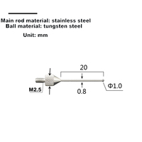 Sonde à bille pour altimètre, sonde d'indicateur à cadran, micromètre, stylo de mesure M2.5/ # Sonde à bille en carbure de tungstène rubis 4-48UNF blanche 0.001