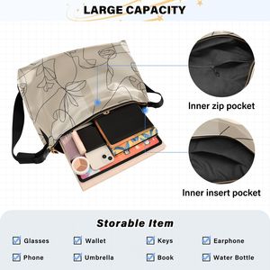 Floral Print Satin Shoulder <b>Bag</b> Slouchy Hobo Purse Adjustable Strap Women Casual Daily <b>Bag</b> - Product Image 5