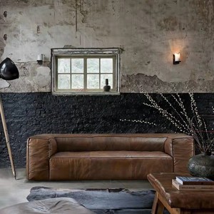 Giọng cổ cổ điển phòng khách giữa thế kỷ hiện đại Ý sang trọng màu nâu da sofa thiết lập tùy chỉnh thực hiện đồ nội thất - Product Image 5