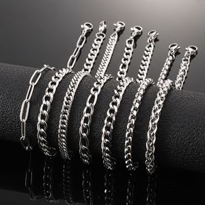 Bracelet en acier inoxydable tendance de la personnalité des hommes européens bracelet cubain en gros bracelet en acier au titane pour femmes sans décoloration - Product Image 4