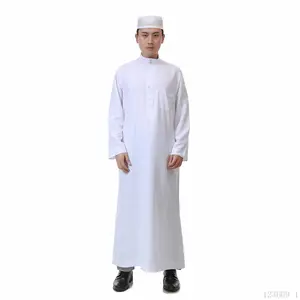 Abbigliamento uomo musulmano islamico Thobe Size Pocket tinta unita abito Design arabo Saudi Qatar Fashion