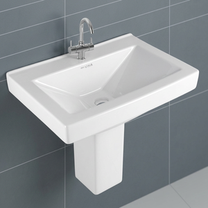 Vistaar Brand Eco-Friendly Half Wash Basin Pedestal-Ceramic Modern Design 9L Capacity Hospital Mall Use Villa Sanitary Ware Best - Product Image 1
