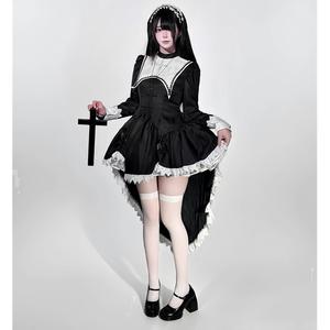 Disfraz de Monja de Halloween con Falda Cruzada Bordada, Estilo Anime Oscuro, Dulce y Genial, para Niñas, Cosplay, Fiesta, Actuación, Subcultura - Product Image 2