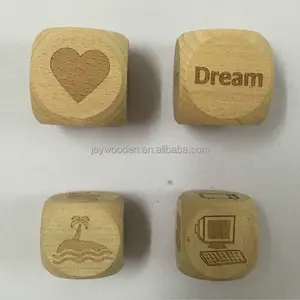 Custom Laser Engraved Big Wooden Dice Blank Dice 20 Mm -35 Mm