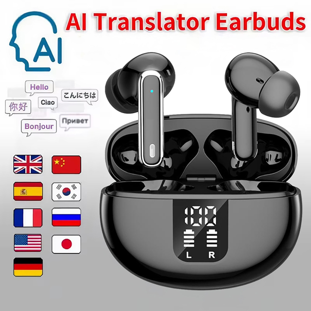 Hot Selling ANC Noise Cancelling TWS Wireless BT in Ear Casque Digital Display Earphones Ai Language Translator Earbuds