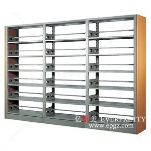 Factory Supplier Library Furniture Durable Metal Double Side Bookshelf in Reading Room for Sale