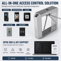 Torniquete trípode inteligente con API SDK, reconocimiento facial, control de acceso con tarjeta RFID, antipersonas en cola, motor sin escobillas para gimnasios, oficinas y edificios.