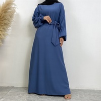 Abaya décontractée respirante unie à manches longues avec poches latérales et poignets élastiques pour femmes musulmanes 6673 – Meilleure vente #