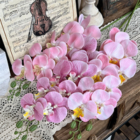 Vente en gros de fleurs d'orchidées artificielles de plusieurs couleurs, rose, violet, fausse tige de fleur de phalaenopsis, 9 têtes en soie pour décoration de mariage à la maison