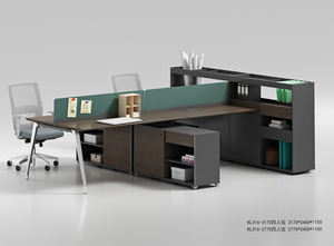 Escritorio de estación de trabajo de oficina con 2 Grupos de asientos de diseño de gerente moderno con división de panel de vidrio - Product Image 5