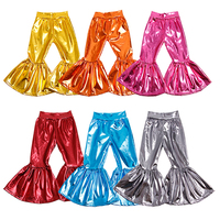 Meilleure vente Vêtements pour enfants Cheetah imprimé léopard Tissu en cuir métallique Taille haute Mode pour filles Bas Bell