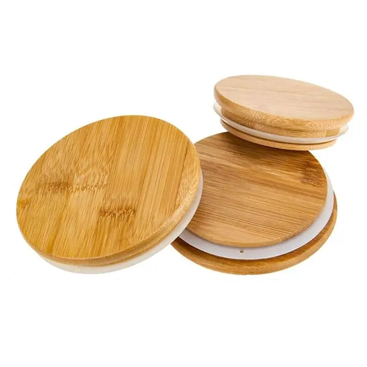 Customized Size Jar Lids Bamboo Wooden Tea Coffee Cup Cover Bamboo Cover Wooden Cup Lid