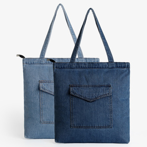 Hot Selling Durable Custom Logo <strong>Navy</strong> <strong>Blue</strong> Shoulder <strong>Bag</strong> Casual Denim Fabric Lightweight <strong>Crossbody</strong> Shopping Women's Tote <strong>Bag</strong> - Product Image 6