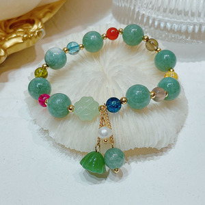 Perle de Jade vert naturel rétro pour femmes et filles, Bracelet ethnique, réglable, bonne porte-bonheur, mode ethnique, nouvelle collection <span class=keywords><strong>2022</strong></span> - Product Image 4
