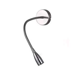 Luz led de cuello de cisne flexible para hotel, lámpara de aluminio para mesita de noche, luz LED de lectura de pared de 3W con interruptor de encendido/apagado