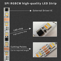 Bande LED programmable flexible à pixels RGBWC pour projets de décoration architecturale d'hôtels et de centres commerciaux