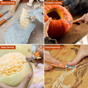 Outils de <span class=keywords><strong>sculpture</strong></span> sur <span class=keywords><strong>bois</strong></span> en hêtre, kit de 7 couteaux, ciseaux en acier au carbone, outils pour le travail du <span class=keywords><strong>bois</strong></span>, <span class=keywords><strong>sculpture</strong></span> de citrouilles et de savons, bricolage Shanxi (5 - Product Image 4