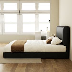 Lit double Zayshine en cuir véritable de style minimaliste italien, grand lit de 1,8 mètre, fonction de rangement, lit double moelleux - Product Image 4