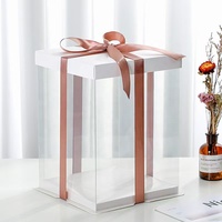 Boîte à gâteau transparente en gros, 8 pouces, double couche, 3-en-1, pour anniversaire, pâtisserie, cadeau