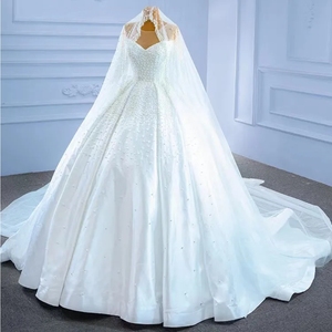 Prix usine De Luxe Vintage Dentelle Satin avec Pleine Perle Robe De Mariée Moelleux Tulle Femmes Enceintes 0ff Épaule Train - Product Image 2