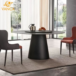 Mesa de comedor redonda de madera de diseño moderno de lujo con patas especiales de mármol verde para sala de estar comedor hogar Bar1 - Product Image 2