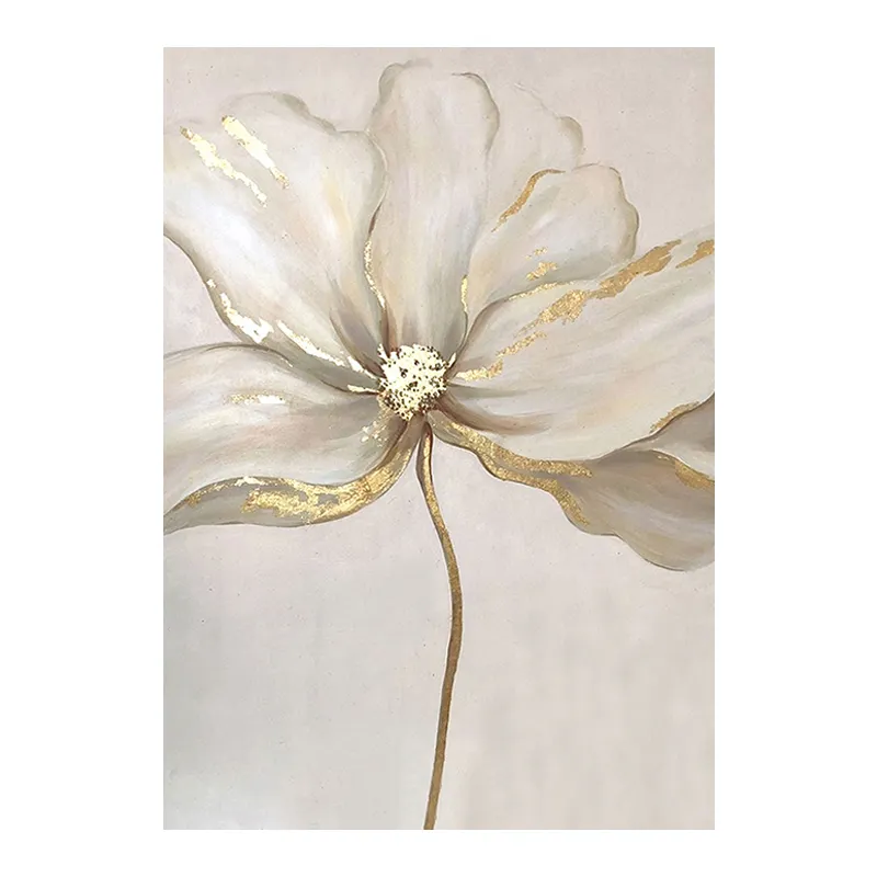 Handmade Gold Foil Painting Art Wall Customized Hotel Home Decoration Painting Modern Canvas Flower Oil Painting