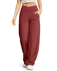 Feste Yogahose mit weitem Bein und hoher Taille für Frauen mit Taschen Spandex/Nylon <span class=keywords><strong>Plus</strong></span> <span class=keywords><strong>Size</strong></span> (Petite/Regular/Tall) Vier-Wege-Stretch - Product Image 3