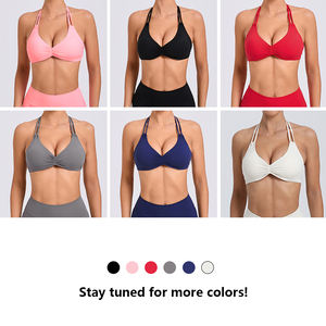 Sujetador deportivo de gimnasio para mujer, <span class=keywords><strong>tirantes</strong></span> de hombro finos, torcidos, de una pieza, acolchados, sin espalda, para Fitness, Yoga - Product Image 4