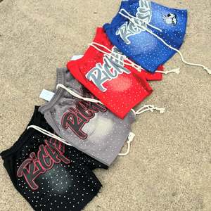 ड्रॉस्ट्रिंग पफ प्रिंट शॉर्ट्स स्ट्रीटवियर स्ट्रेटवियर, पुरुषों के लिए खराब कपास फ्रेंच टेरी स्वेट शॉर्ट्स - Product Image 3