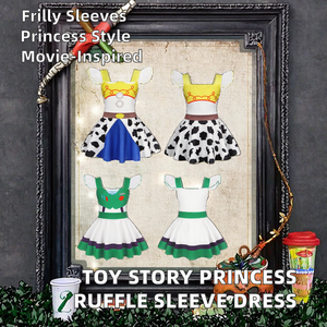 Robe de princesse Buzz Lightyear pour enfants, déguisement de carnaval d'Halloween Toy Story à manches volantées, costumes de films et séries télévisées pour filles, vente en gros - Product Image 2