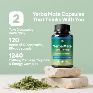 Capsules de Yerba Maté Naturelles Formule Yerba Brain avec Bacopa <span class=keywords><strong>Ginkgo</strong></span> & Crinière de Lion Concentration Mémoire & Énergie Complément Alimentaire - Product Image 6