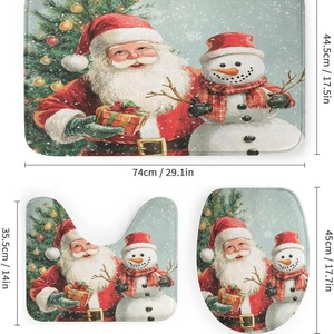 Rideau de Douche en Polyester Imprimé Numérique Personnalisé Motifs Noël Père Noël Bonhomme de Neige Sapin de Noël – Vente en Gros - Product Image 3