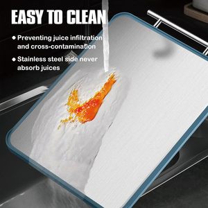 Food Grade Eco-Friendly <b>Plastic</b> Non-slip Easy Clean PP Chopping Serving Blocks 2 1 Double Sided Stainless Steel Cutting Board - Product Image 3