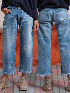 Nuevos Jeans Joker Rectos con Lavado Claro y Agujeros, Estilo Urbano para Mujer, Tendencia Transfronteriza en Europa y EE. UU., Sin Elástico - Product Image 5