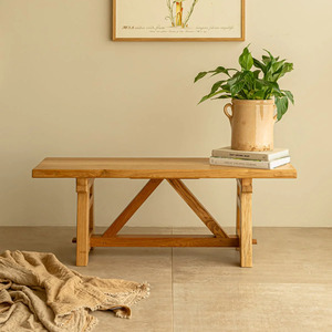 Banco Moderno Rústico de Madera Maciza para Comedor de Hotel, Sala de Estar, Muebles para Sentarse con Acabado de Madera Natural y Diseño Duradero - Product Image 4