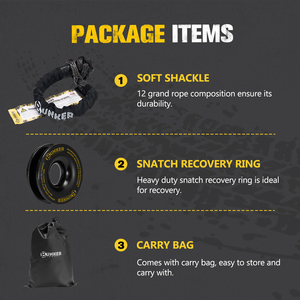 Kit de recuperación 4x4 de alta resistencia BUNKER INDUST, juego de grilletes blandos y anillos de recuperación UHMWPE, accesorios para cabrestante todoterreno con bolsa de transporte - Product Image 2